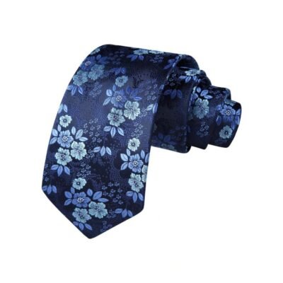 Navy Blue Floral Necktie – Formal & Wedding | Andrew